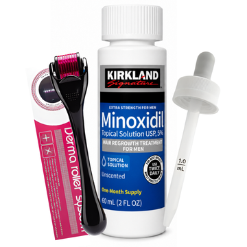 Minoxidil Kirkland 5% 60ml 1 Mes + Dermaroller con Estuche y Gotero