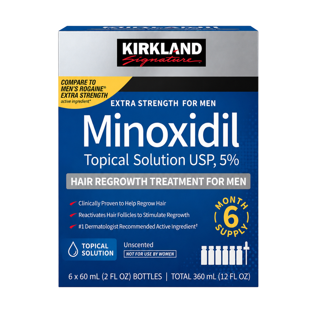 Minoxidil Kirkland 5% 360ml Caja 6 Meses de Tratamiento