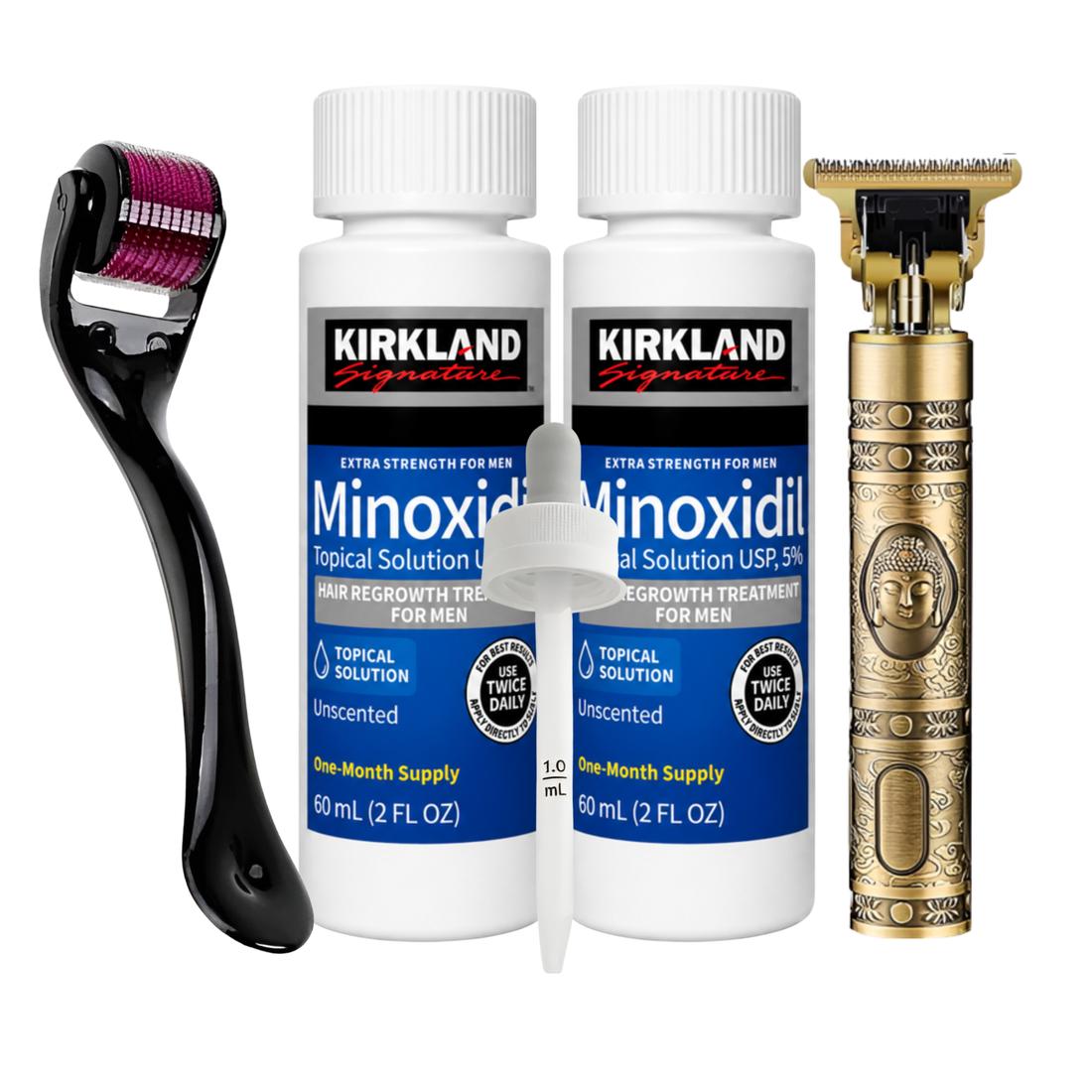 Minoxidil Kirkland 5% 2 Meses + Dermaroller y Trimmer T9/T10 obsequio Gotario