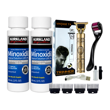 Minoxidil Kirkland 5% 2 Meses + Dermaroller y Trimmer T9/T10 obsequio Gotario