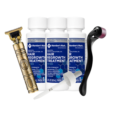 Minoxidil Member’s Mark 5% 3 meses + Dermaroller y Máquina Trimmer T9/T10