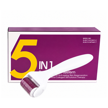 Derma roller facial 5 en 1 con microagujas titanio
