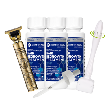 Minoxidil Member’s Mark 5% 3 meses + Dermaroller ajustable 05mm a 3 mm y Máquina Trimmer T9/T10