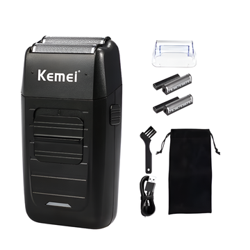 Afeitadora shaver kemei-KM-1102 inalámbrica recargable de doble hoja, para barba