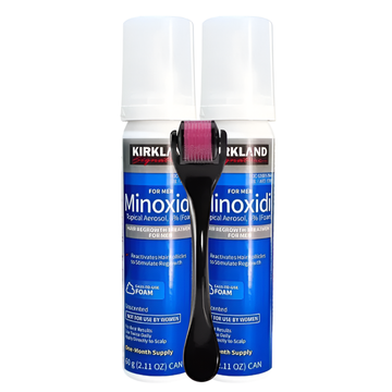 Minoxidil Kirkland 5% Espuma 2 Meses de Tratamiento + Dermaroller