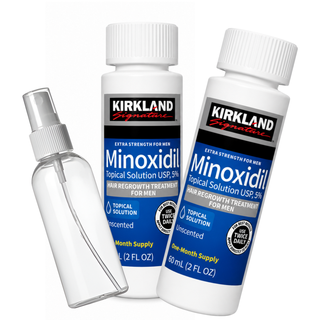 Minoxidil Kirkland 5% 120ml 2 Meses de Tratamiento + atomizador gratis