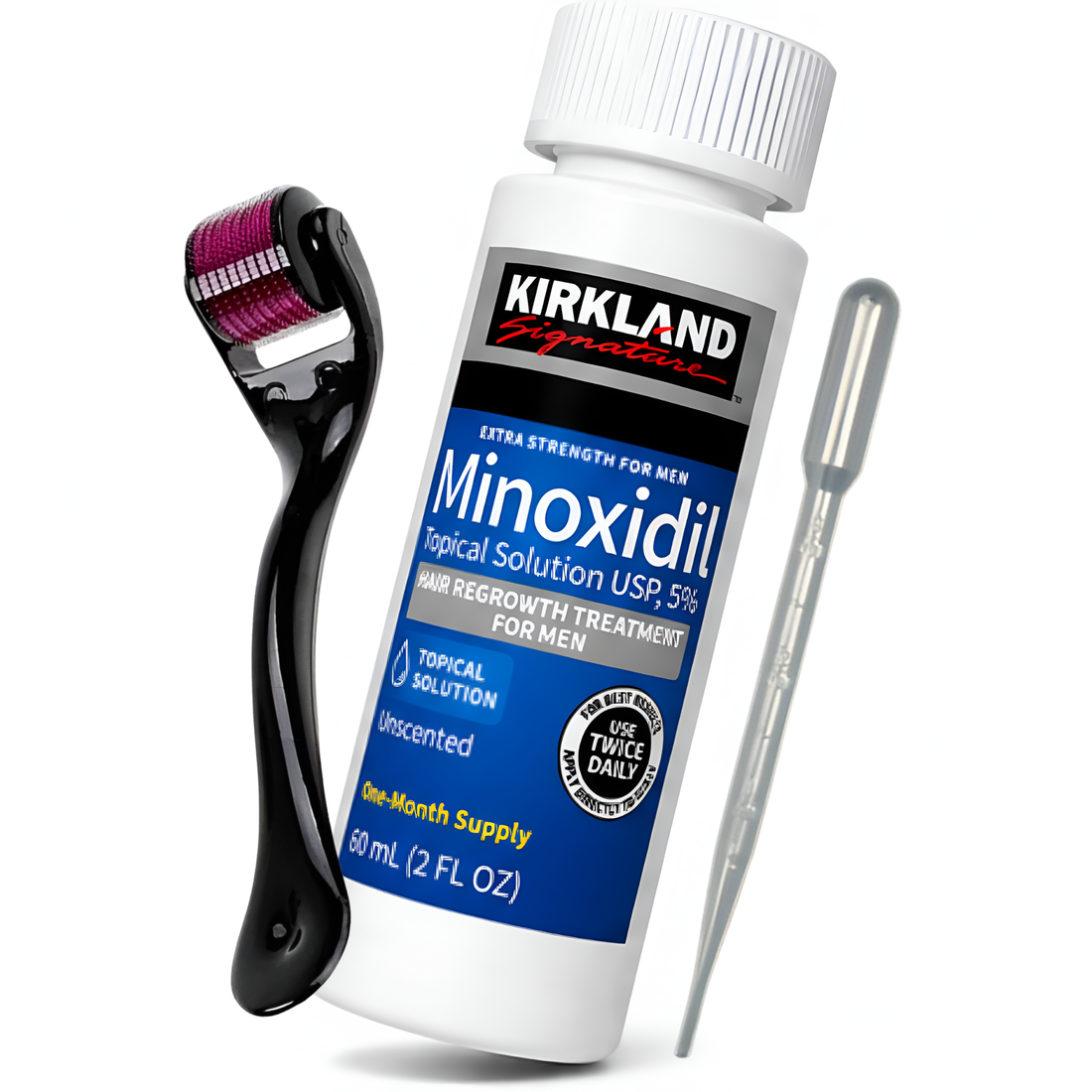 Minoxidil Kirkland 5% 60ml 1 Mes + Dermaroller Titanio y Gotario gratis