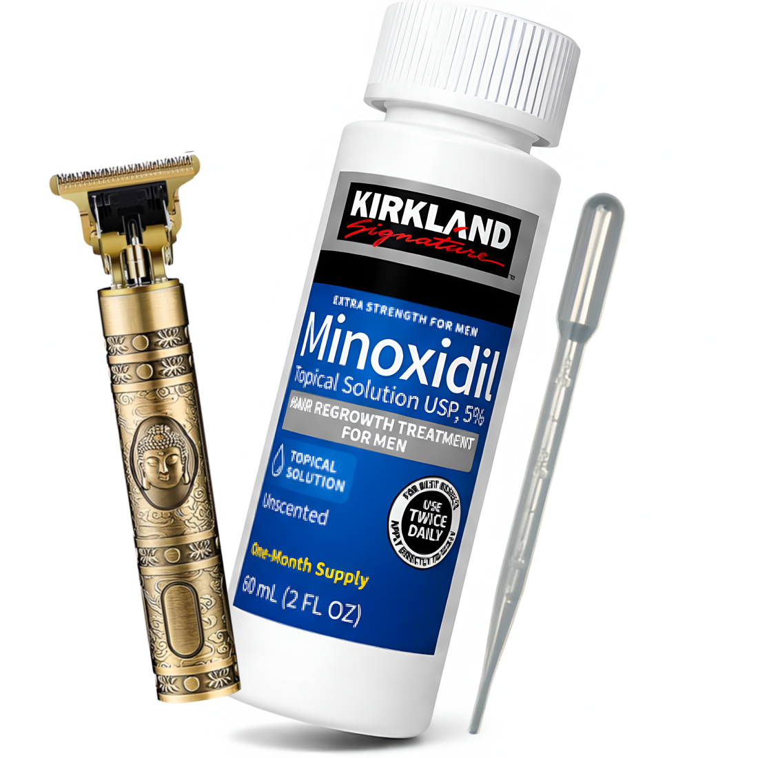 Minoxidil Kirkland 5% 1 Mes + Máquina Trimmer T9/T10 y gotario gratis