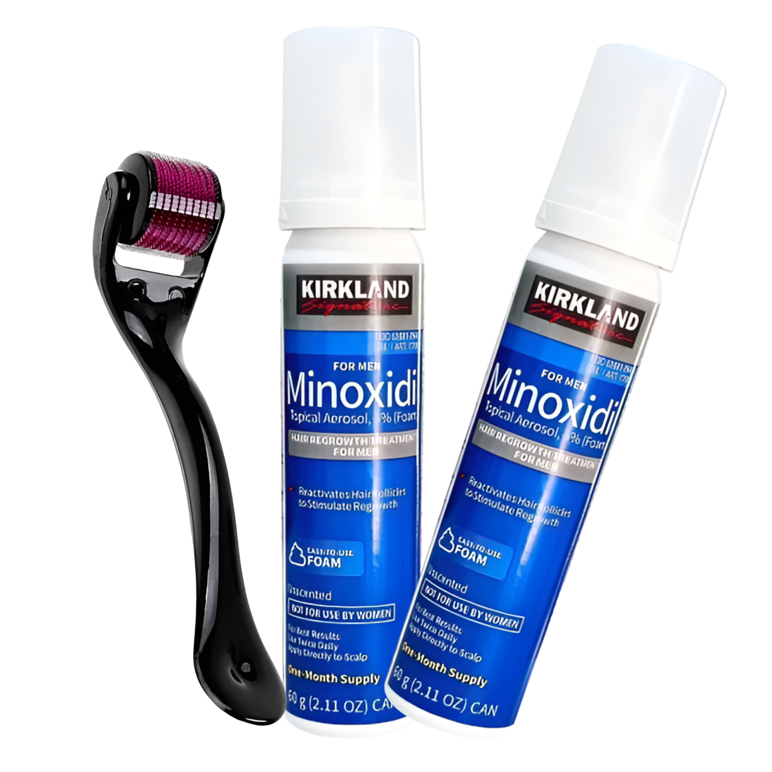 Minoxidil Kirkland 5% Espuma 2 Meses de Tratamiento + Dermaroller