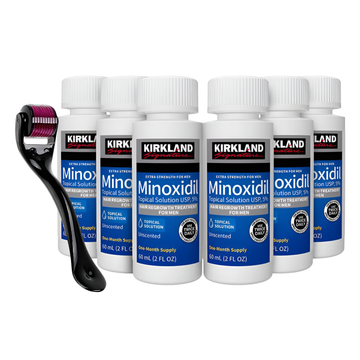 Minoxidil Kirkland 5% 360ml 6 Meses + Dermaroller Titanio