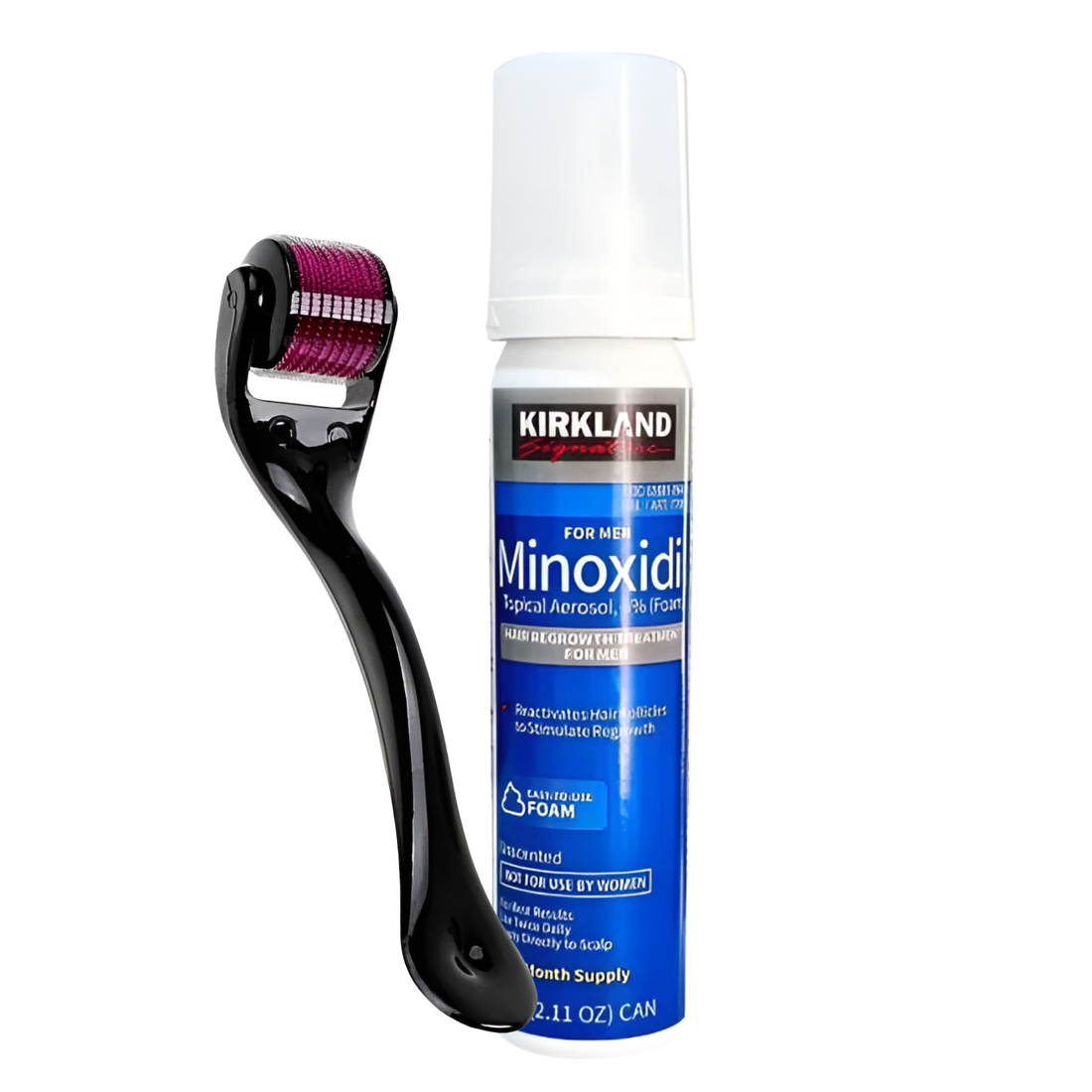 Minoxidil Kirkland 5% Espuma 1 Mes de Tratamiento + Dermaroller Titanio