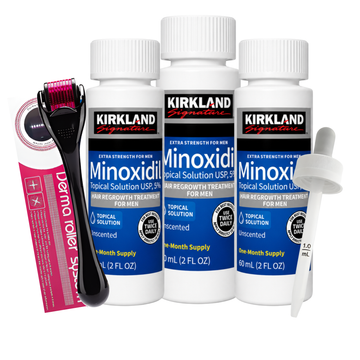 Minoxidil Kirkland 5% 180ml 3 Meses + Dermaroller Estuche +gotero original gratis