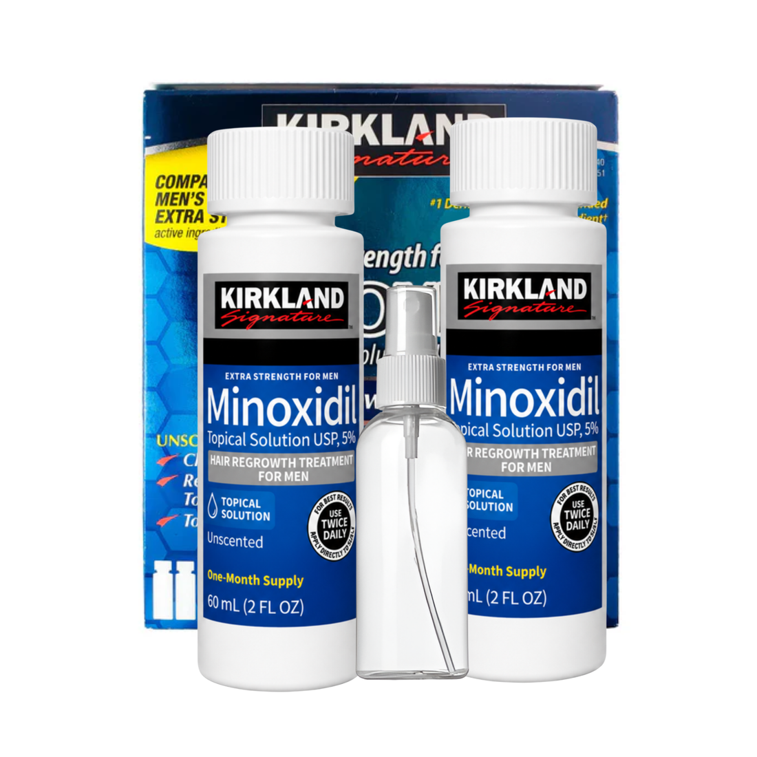 Minoxidil Kirkland 5% 120ml 2 Meses de Tratamiento + atomizador gratis