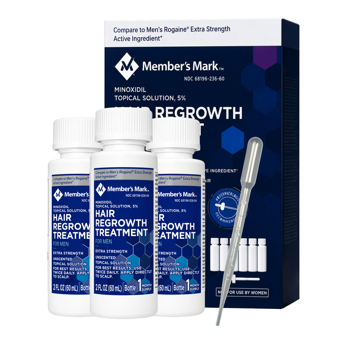 Minoxidil Member’s Mark 5% 3 meses +goterario