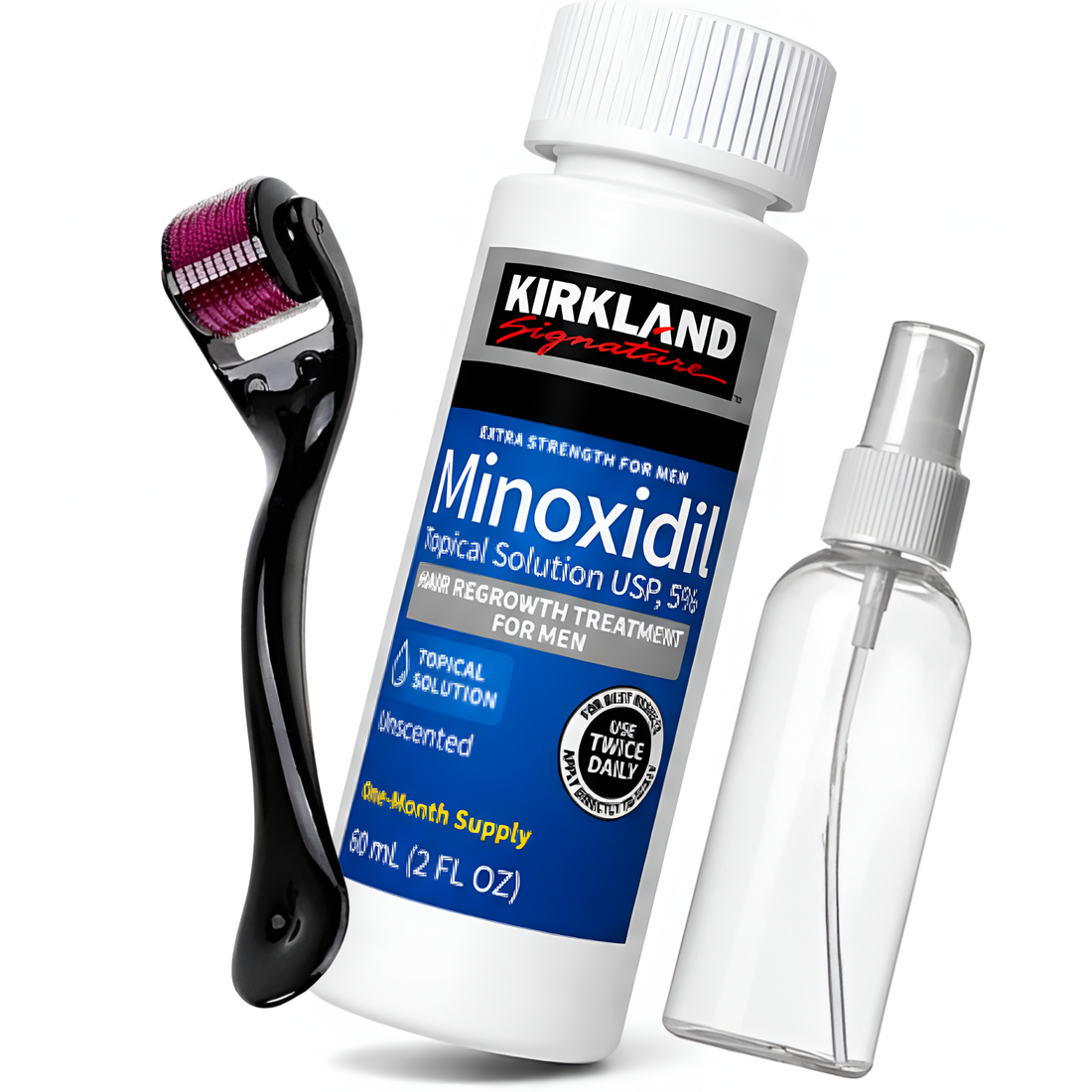 Minoxidil Kirkland 5% 60ml 1 Mes de Tratamiento + Atomizador y Dermaroller