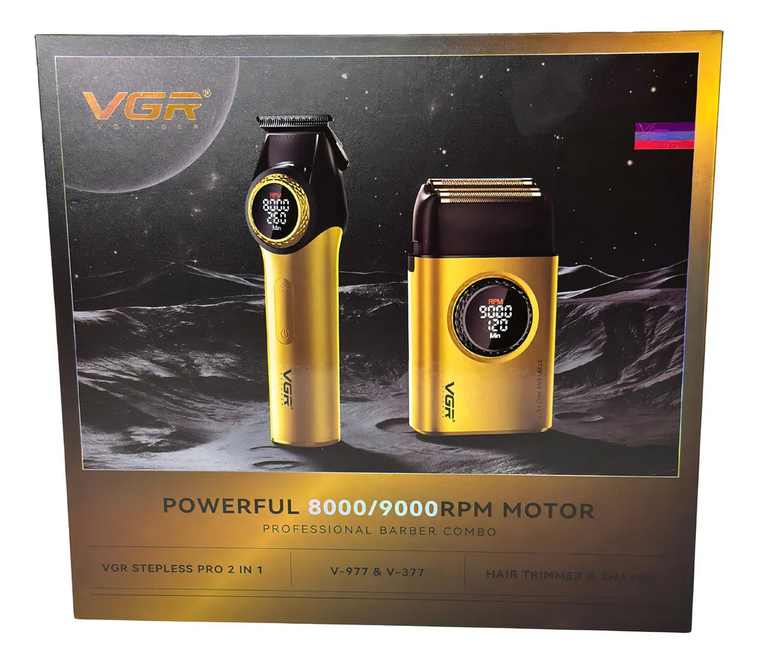 Vgr Profesional Trimmer V-977 + Afeitadora V-377 Gold